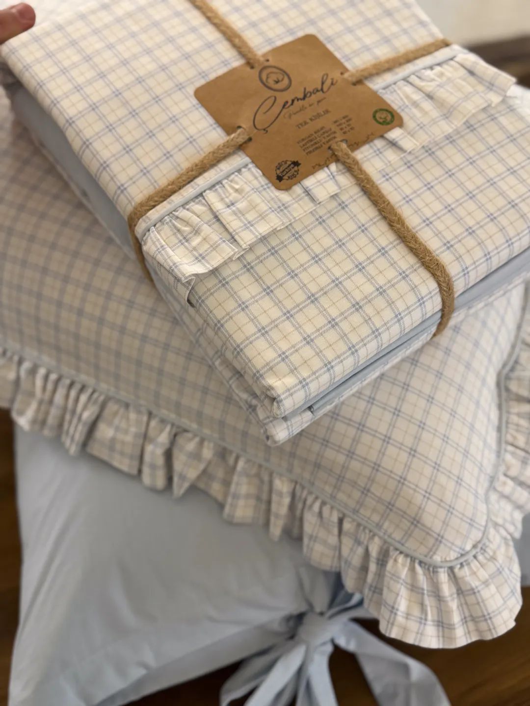 Ekose Desen Bebe Mavisi Nevresim Tak�m�