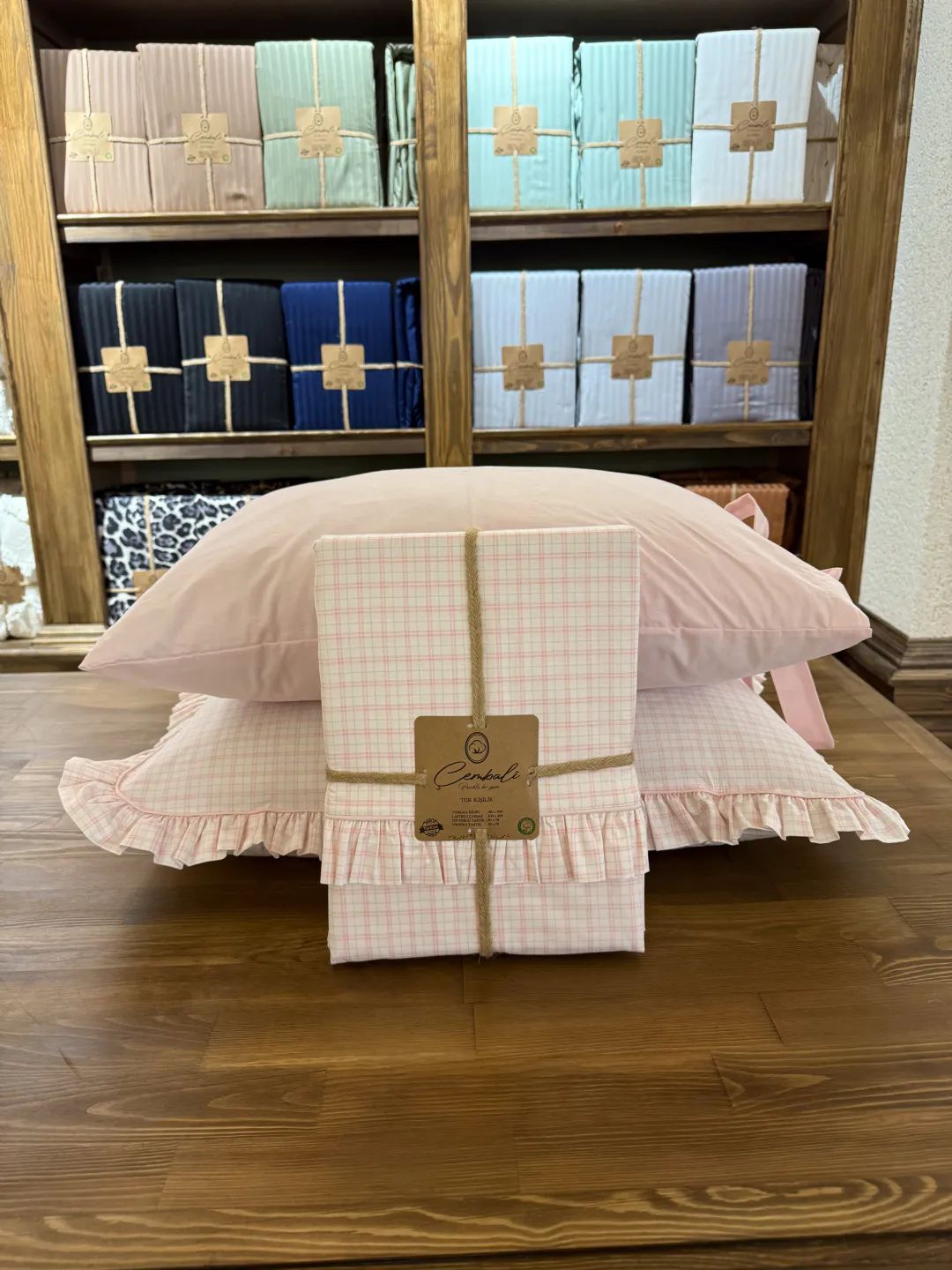 Ekose Desen Toz Pembe Nevresim Tak�m�